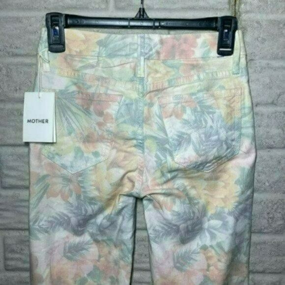 NWT MSRP $295 MOTHER The Looker Floral Frayed Ankle Jeans - Picture 12 of 13